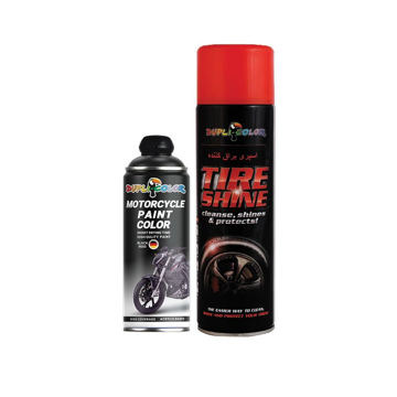 واکس محافظ و براق کننده لاستیک و اسپری رنگ موتور سیکلت مشکی مات دوپلی کالر مدل 9005 حجم 400 میلی لیتر مجموعه 2 عددی