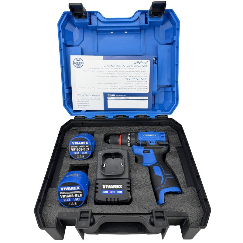 دریل چکشی دو باطری موتور براشلس ویوارکس VR1608-BLX