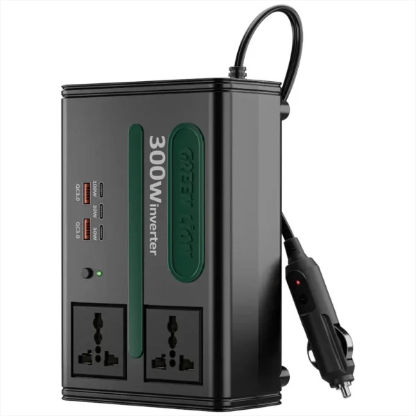 اینورتر خودرو گرین لاین تبدیل برق خودرو به AC ایمن / Green Lion GC-300 Car Inverter