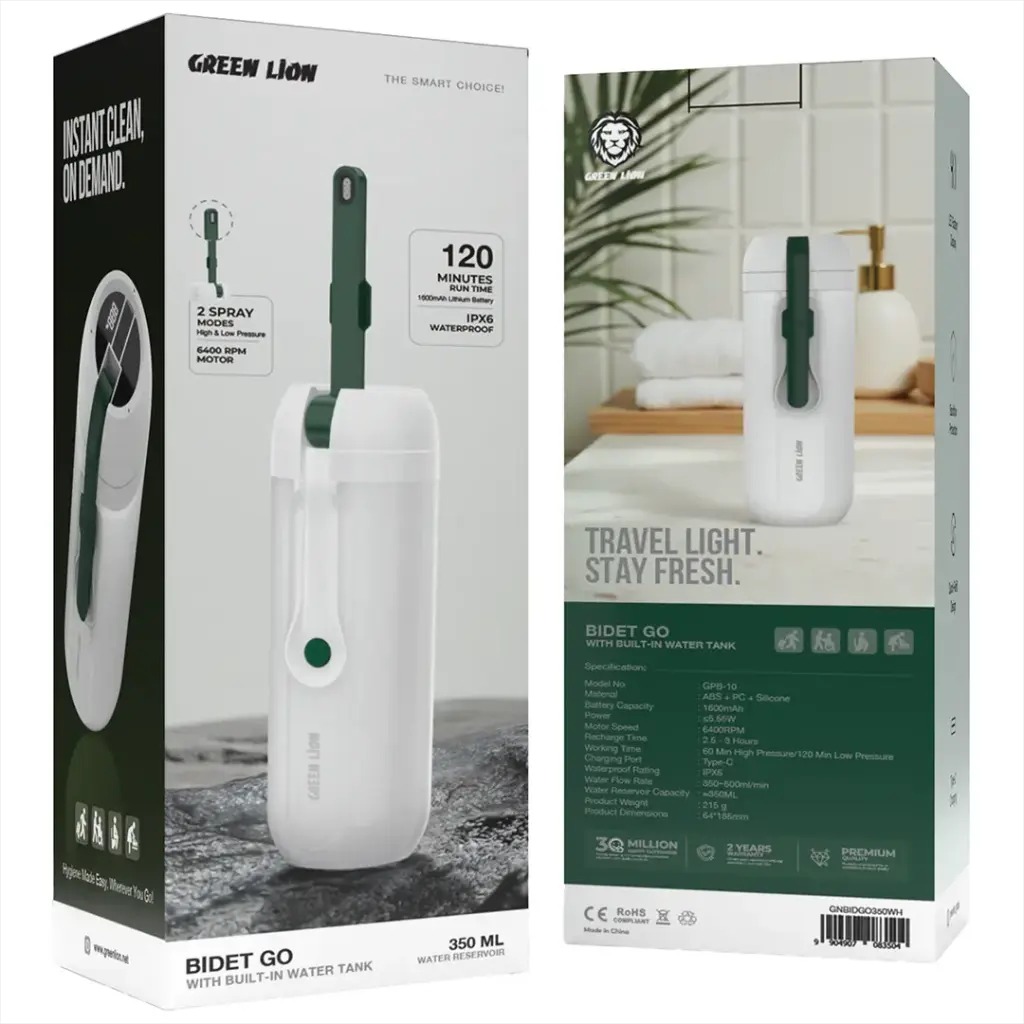 خودشور مسافرتی مخزن دار گرین لاین / Green Lion Bidet Go with Built-In Water Tank