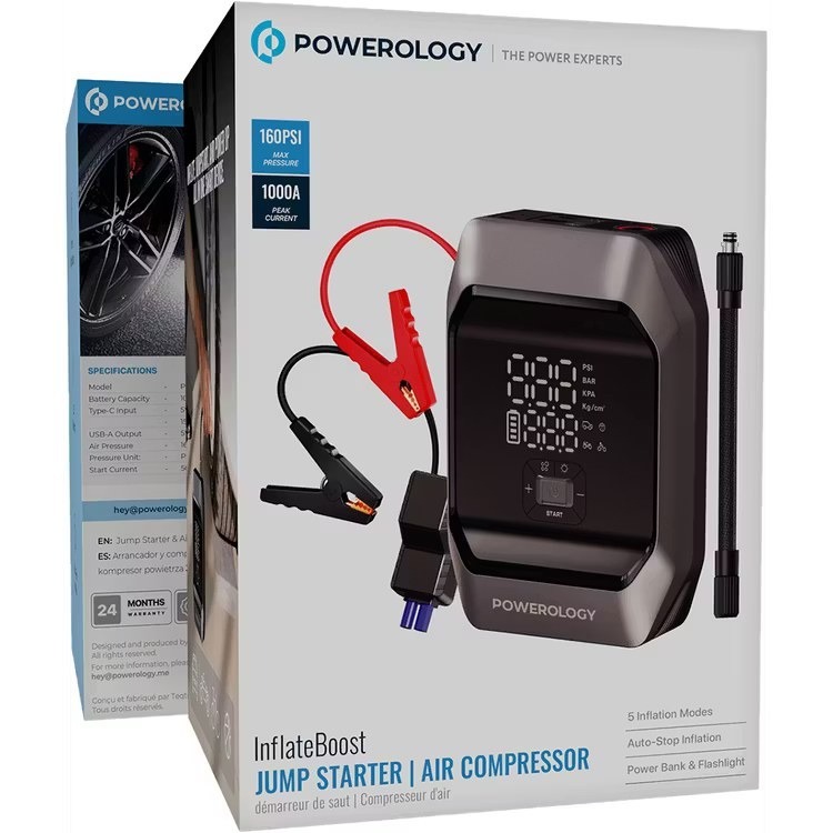 جامپ استارتر و پمپ باد پاورولوژی /  POWEROLOGY JUMP STARTER AIR COMPRESSOR