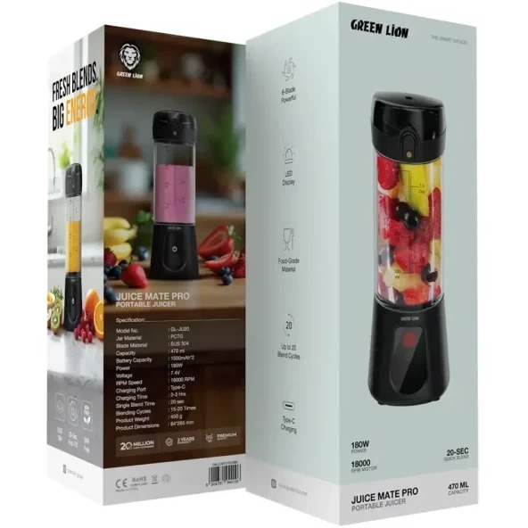 آبمیوه گیر جوس میت 380 میلی‌لیتری گرین لاین /  Green Lion Juice Mate Juicer