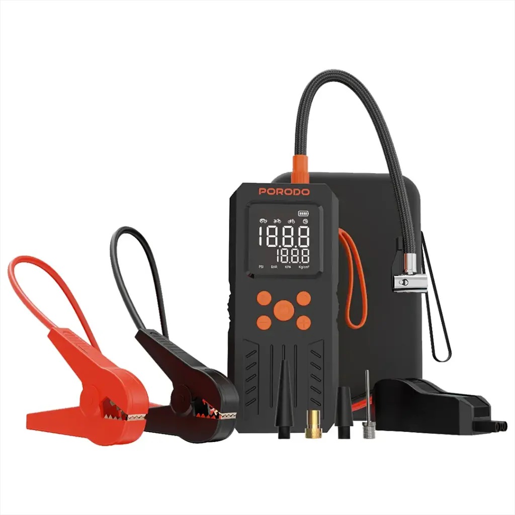 جامپ استارتر و کمپرسور پرودو /   Porodo 4-In-1 Multi-Tool Inflator and Jump Starter