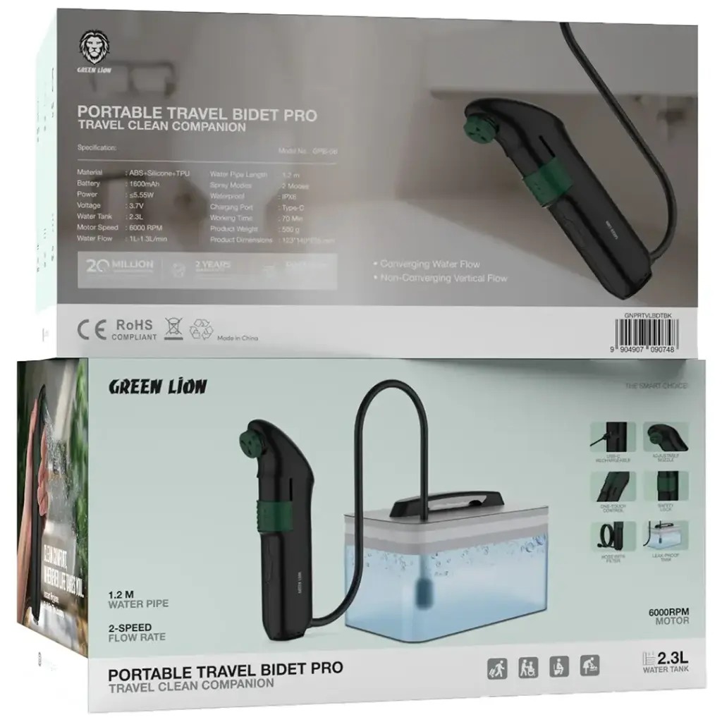 خودشور و شلنگ شارژی آب گرین لاین / Portable Travel Bidet Pro